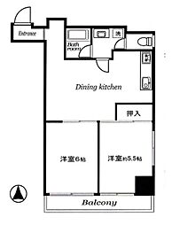 東京メトロ丸ノ内線 西新宿駅 徒歩6分の賃貸マンション 11階2DKの間取り