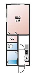 JR中央線 荻窪駅 徒歩8分の賃貸マンション 2階ワンルームの間取り