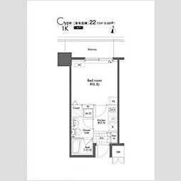 京王線 初台駅 徒歩1分の賃貸マンション 5階1Kの間取り