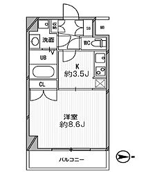 東京メトロ丸ノ内線 方南町駅 徒歩11分の賃貸マンション 3階1Kの間取り