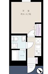 都営大江戸線 西新宿五丁目駅 徒歩4分の賃貸マンション 2階1Kの間取り