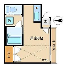 東京メトロ丸ノ内線 中野新橋駅 徒歩10分の賃貸アパート 1階ワンルームの間取り