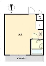 JR総武線 中野駅 徒歩9分の賃貸マンション 2階ワンルームの間取り