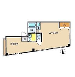 東京メトロ丸ノ内線 中野新橋駅 徒歩8分の賃貸マンション 2階1LDKの間取り