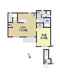西武新宿線 新井薬師前駅 徒歩5分の賃貸アパート 2階1LDKの間取り