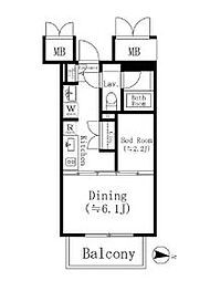 JR中央線 高円寺駅 徒歩9分の賃貸マンション 3階1DKの間取り