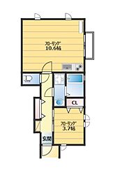 JR総武線 荻窪駅 徒歩6分の賃貸アパート 1階1LDKの間取り