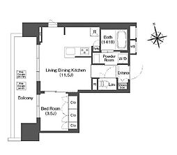 バウスステージ中野 1LDKの間取図画像