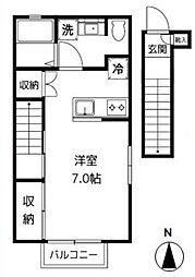 サンクレール ワンルームの間取図画像