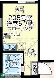 ユナイト大口スコティッシュロード 2階ワンルームの間取り