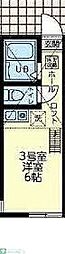ユナイト小机グレートギャッピー 2階ワンルームの間取り