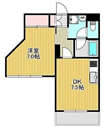 ベルビュ日吉 2階1DKの間取り