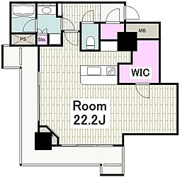 パシフィックロイヤルコートみなとみらいオーシャンタワー 16階ワンルームの間取り