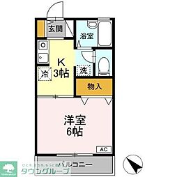 アベニュー大倉山I 2階1Kの間取り