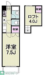 西山ハイツ 1Kの間取図画像