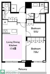 ザ・タワー横浜北仲 2LDKの間取図画像