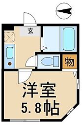 パール武蔵小杉 1Kの間取図画像