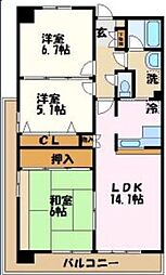 シエスタ大倉山 3LDKの間取図画像