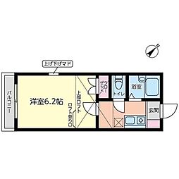 シャーロックホームズ2 1Kの間取図画像