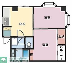 ソオワ下末吉ハイツ第2 2DKの間取図画像