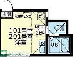 カーザ・ビアンカ ワンルームの間取図画像