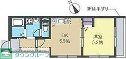 ベルメゾン横浜小机 1DKの間取図画像