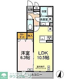 D'Tribute横濱鶴見 1LDKの間取図画像