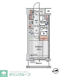 プレール・ドゥーク川崎2 1Kの間取図画像