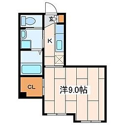 アヴァンセ千年 1Kの間取図画像