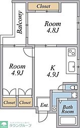 BelleViageMotosumiyoshi 2Kの間取図画像