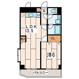 パールハイツ黒川 1LDKの間取図画像