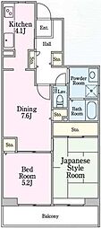 KDXレジデンス日吉 2DKの間取図画像