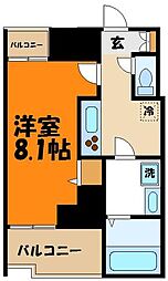 溝口レジデンス ワンルームの間取図画像
