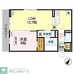 サザンクロス綱島A 1LDKの間取図画像