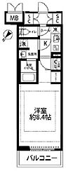 プレール・ドゥーク大塚 1Kの間取図画像