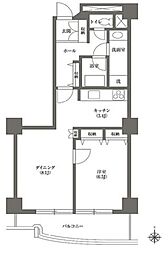 文京グリーンコートビュータワー本駒込B棟 1LDKの間取図画像