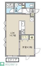 レピュア池袋本町レジデンス 2階1LDKの間取り