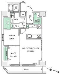 都営三田線 板橋本町駅 徒歩3分の賃貸マンション 9階2LDKの間取り
