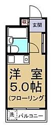 西武池袋線 東長崎駅 徒歩6分の賃貸マンション 2階ワンルームの間取り