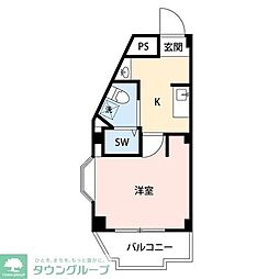 奥田トキワマンション 3階1Kの間取り