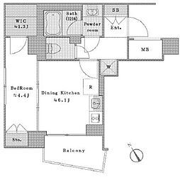 東京メトロ丸ノ内線 茗荷谷駅 徒歩5分の賃貸マンション 5階1DKの間取り