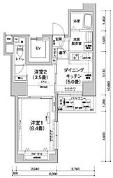 JR山手線 駒込駅 徒歩7分の賃貸マンション 5階2DKの間取り