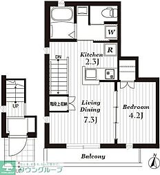 ルミナス桜台 2階1LDKの間取り
