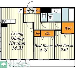 アビタシオン駒込 1階2LDKの間取り