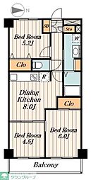 東京メトロ副都心線 平和台駅 徒歩10分の賃貸マンション 3階3DKの間取り