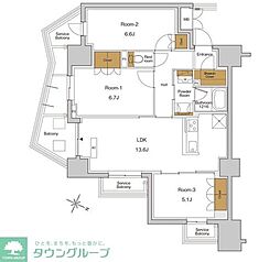 JR京浜東北・根岸線 東十条駅 徒歩5分の賃貸マンション 8階3LDKの間取り