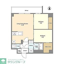 JR東北本線 尾久駅 徒歩6分の賃貸マンション 1階2LDKの間取り