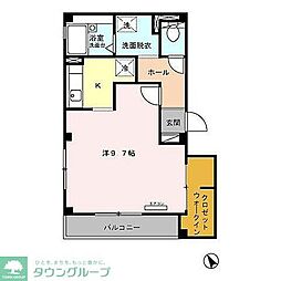 アバンウェル城北公園 3階1Kの間取り