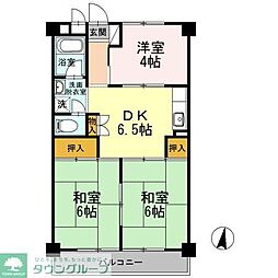 長瀬第一マンション 2階3DKの間取り