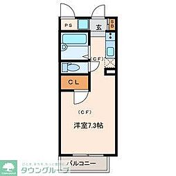 パルコートＮ 1階ワンルームの間取り